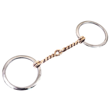 Bar H Equine Broken Twisted Wire Copper Mouth O Ring Snaffle Bit | Bits for Horses Horse and bridles